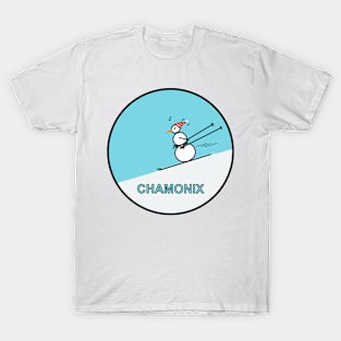 Frosty the Snowman skiing in Chamonix T-Shirt